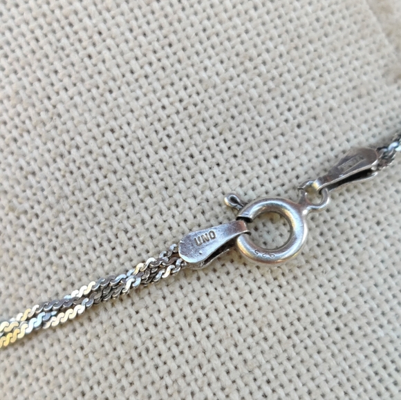 Vintage sterling silver braided necklace with turquoise Hubble glass pendant - Picture 4 of 9